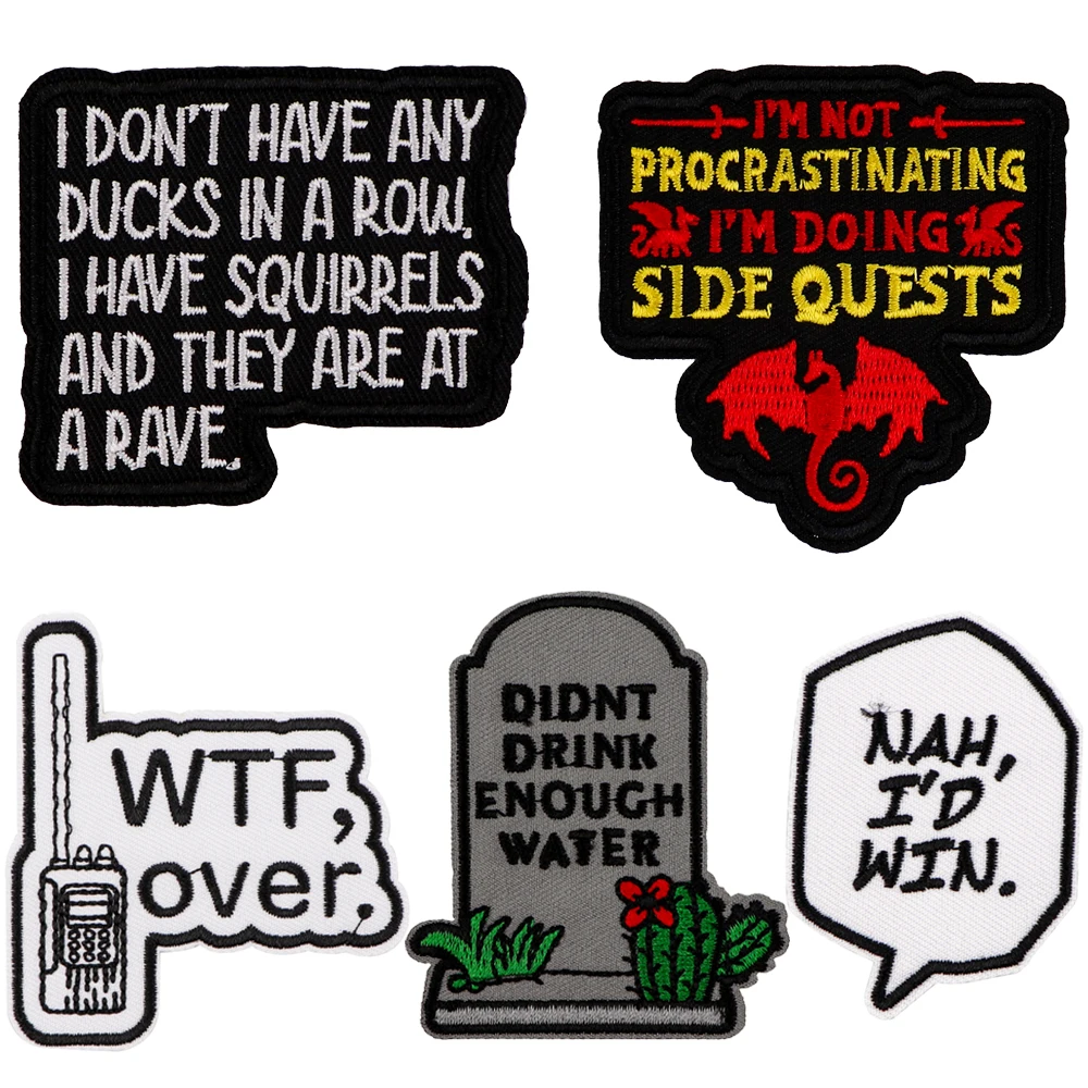 

Quotations Phrases DIY Applique Patches Sticker DIY Sewing Clothing Jacket Badges Iron on T-shirt Accessory