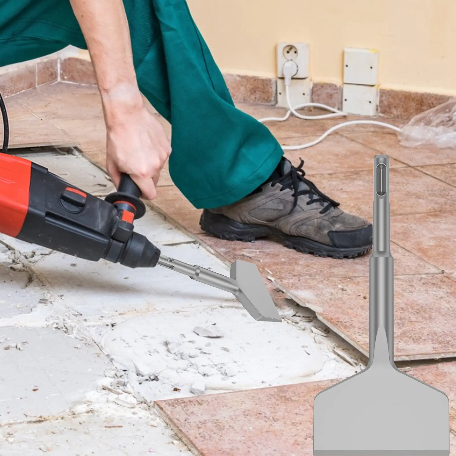 Alloy steel chisel Electric pickaxe chisel shovel tile cement floor slotting ground Rust proof and brick removal tool