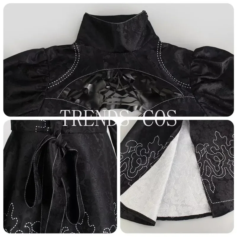 A Loving Family 2B Cosplay Costume Game YoRHa No. 2 Type B 2B Black Uniform Big Size 2B Dress with Eyemask Gloves 2025 New