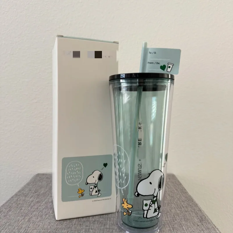 NEW 2026 Bandai x Peanuts Snoopy Clear Cup with Straw | Heat-Resistant Water Bottle | Home & Office Gift