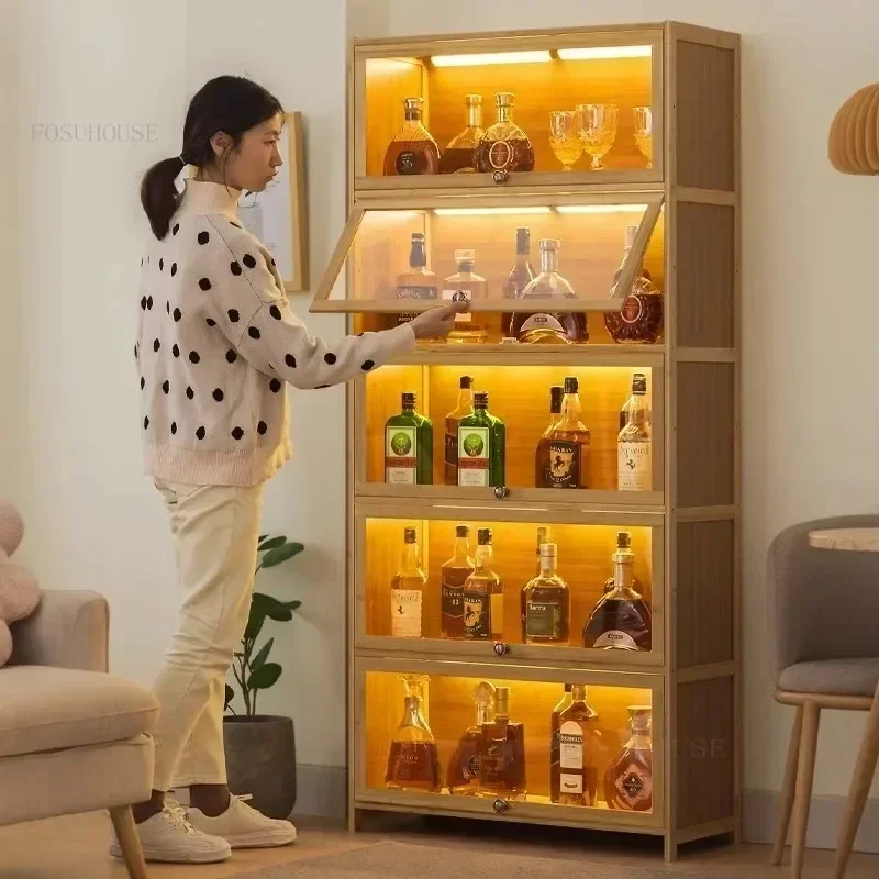 Modern Acrylic Wine Display Cabinet Home Living Room Wine Cabinet Bar Wine Showcases Bar Restaurant Multi-storey Locker k