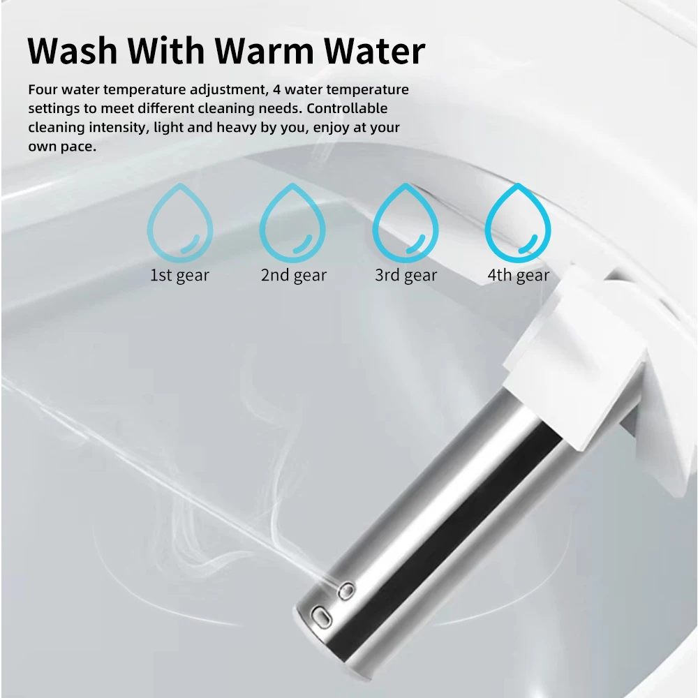 Smart Toilet Seat for Small Bathroom - Heated Bidet, Warm Water Wash, Wireless Remote, Energy & Water Saving, Easy Install