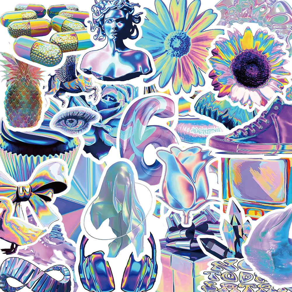 

10/30/53Pcs DIY VSCO Holographic Laser Stickers Cool Cartoon Decal Waterproof Luggage Motorcycle Laptop Toys Sticker for Kids