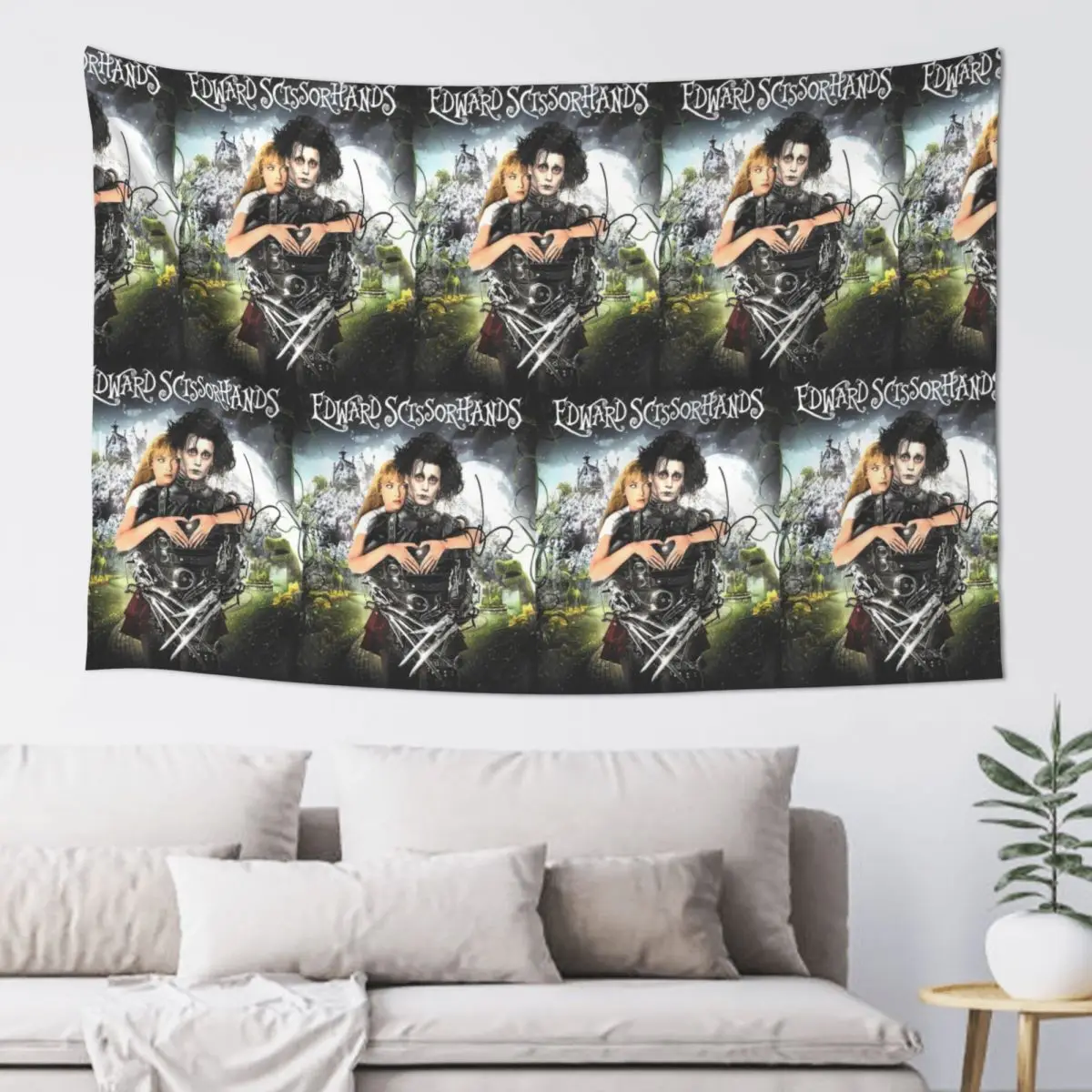 Edward Scissorhands Movie Tapestry Hippie Wall Hanging Aesthetic Home Decoration Tapestries for Living Room Bedroom Dorm Room