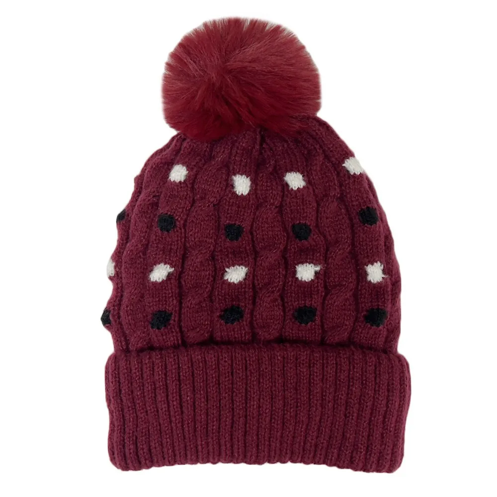 

Fashion Warm Winter Hat Ear Protection Thickened Knitted Cap Casual Pompoms Hat Women