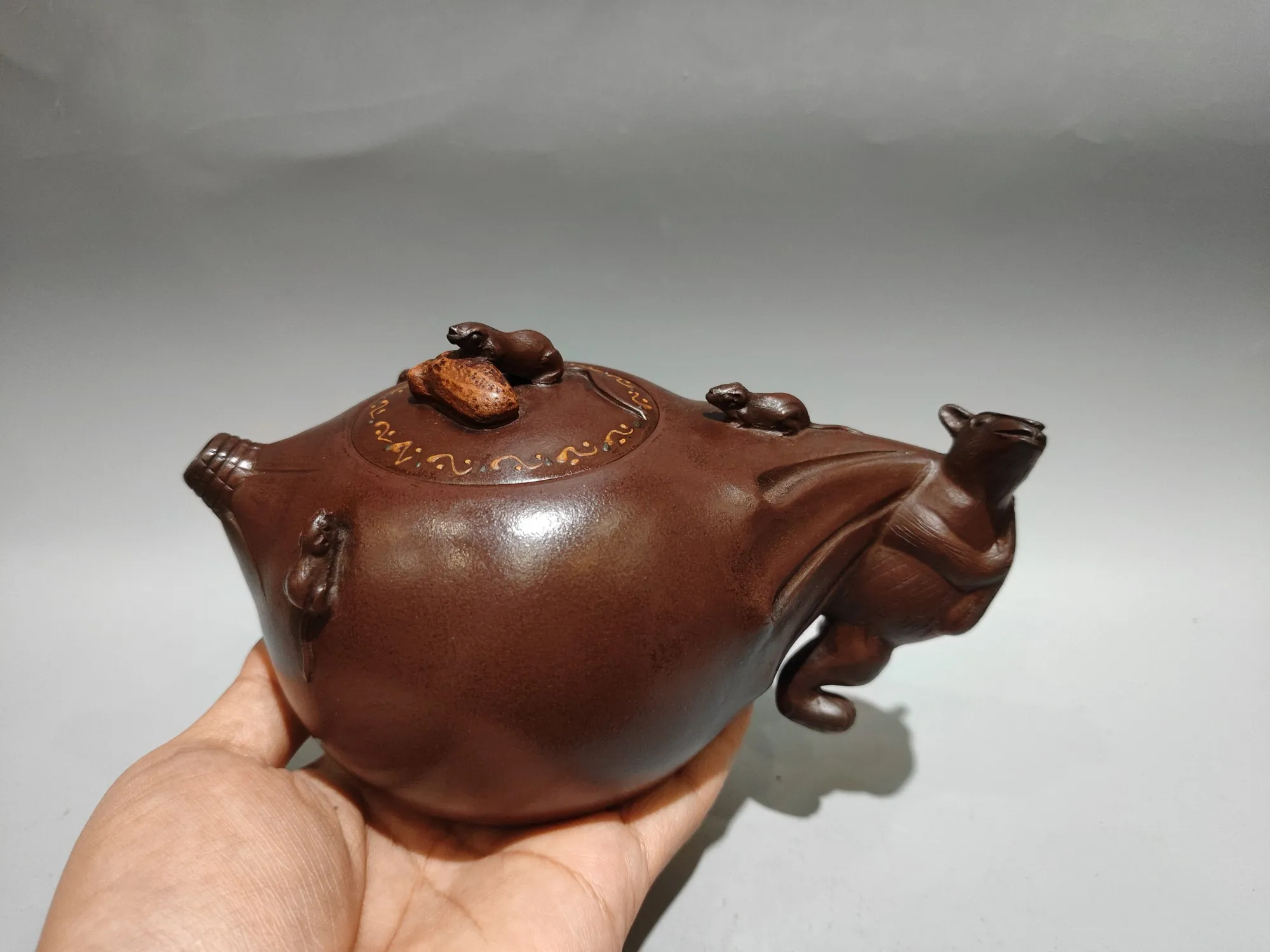 Yixing Purple Clay Pot Mouse statue Five Rats Bring Wealth Corn shaped pot kettle teapot Tea Charm