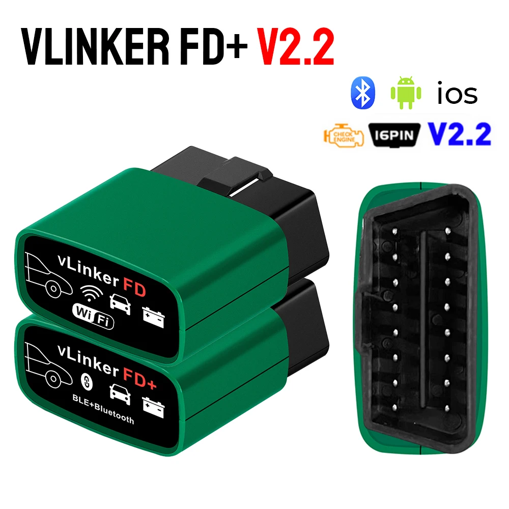 

Считыватель кодов для автомобиля FORScan, диагностические инструменты vLinker FD + V2.2 Bluetooth-совместимый 4.0 Wi-Fi J2534 ELM327 OBD 2 сканер