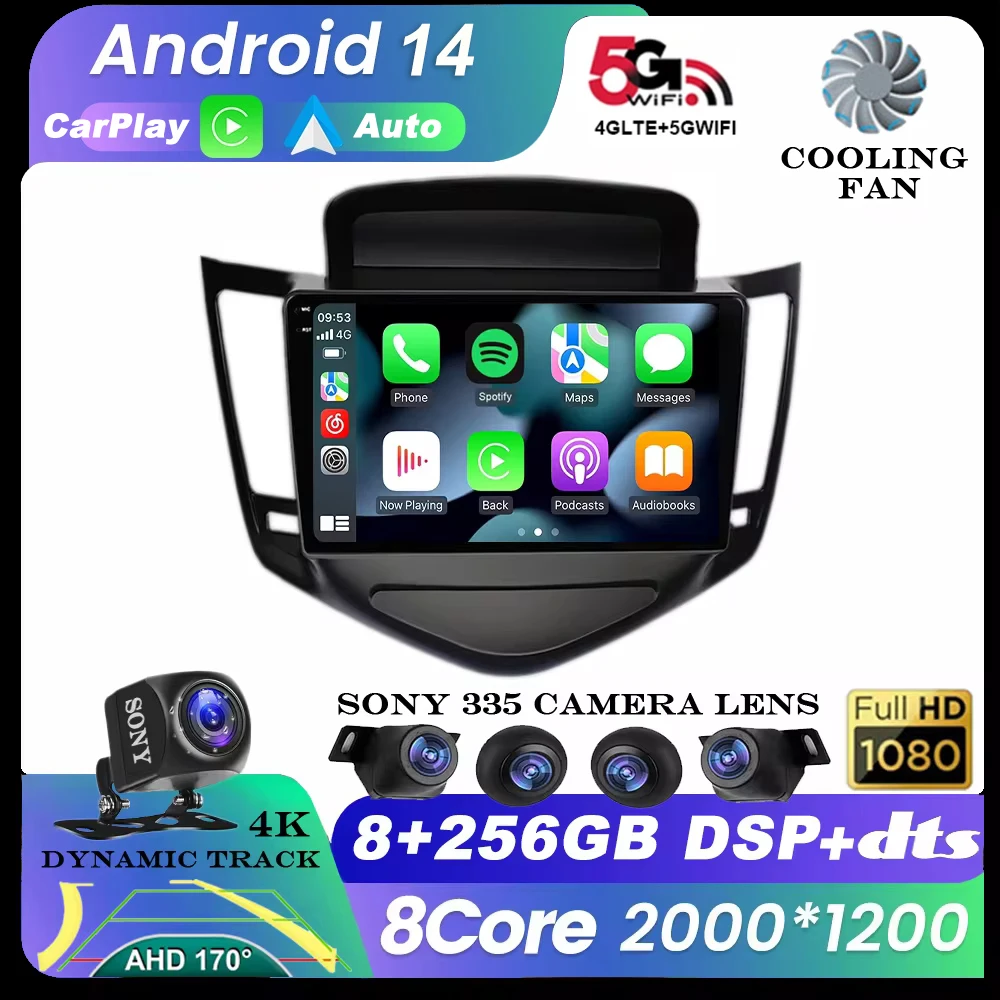 

Android 14 Auto For Chevrolet Cruze 2008-2012 Head Unit 4G DSP Carplay 2din Car Radio Multimedia Video Player GPS Navigaion WIFI