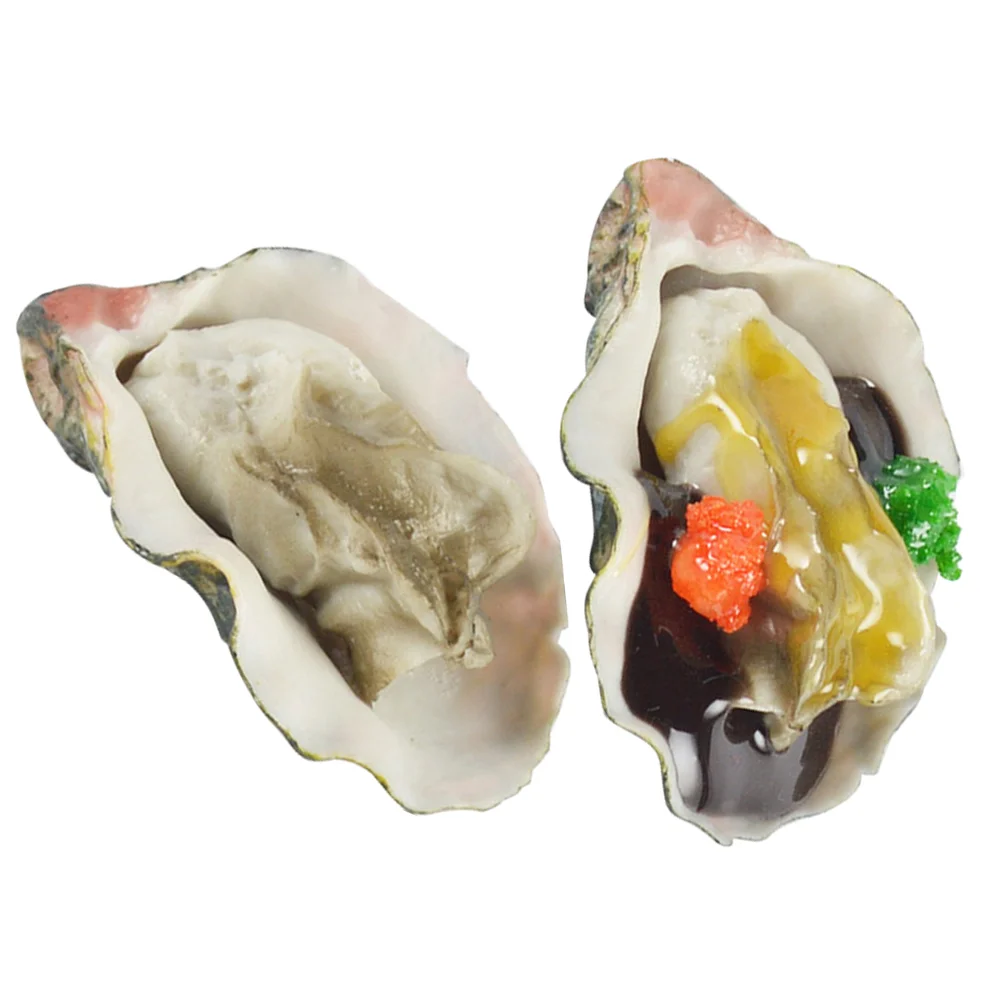 2 Pcs Simulated Oysters Seafood Photo Prop Fake Model Vivid Toys Simulation Play Kitchen