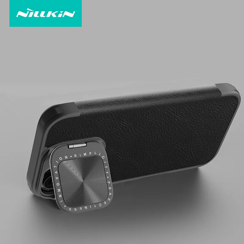 For iPhone 16 /16 Pro/ 16 Pro Max Case NILLKIN Newest Luxury Classic Flip Leather Lens Pratection Stand Cover With Card Slot