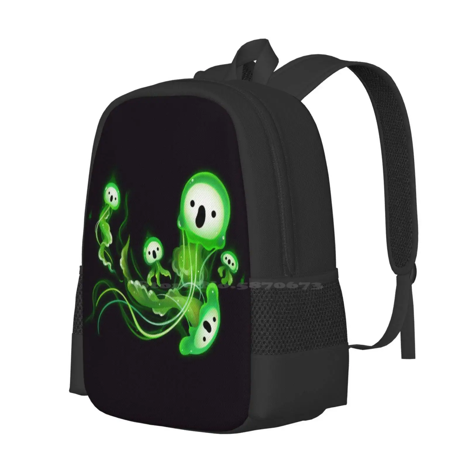 Ghost Jellyfish Large Capacity School Backpack Laptop Bags Sea Jelly Halloween Spooky Kawaii Marine Life Phantom Cute Ghost