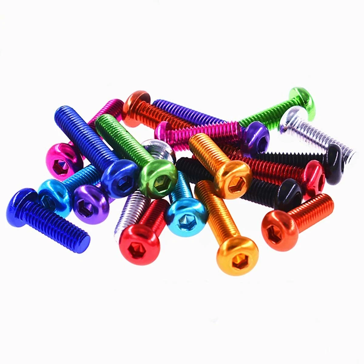 5pcs ISO7075 Aluminum Allen Round Screw M3 M4 M5 M6 Colourful Aluminum Alloy Hex Hexagon Socket Button Head Machine Screw Bolts