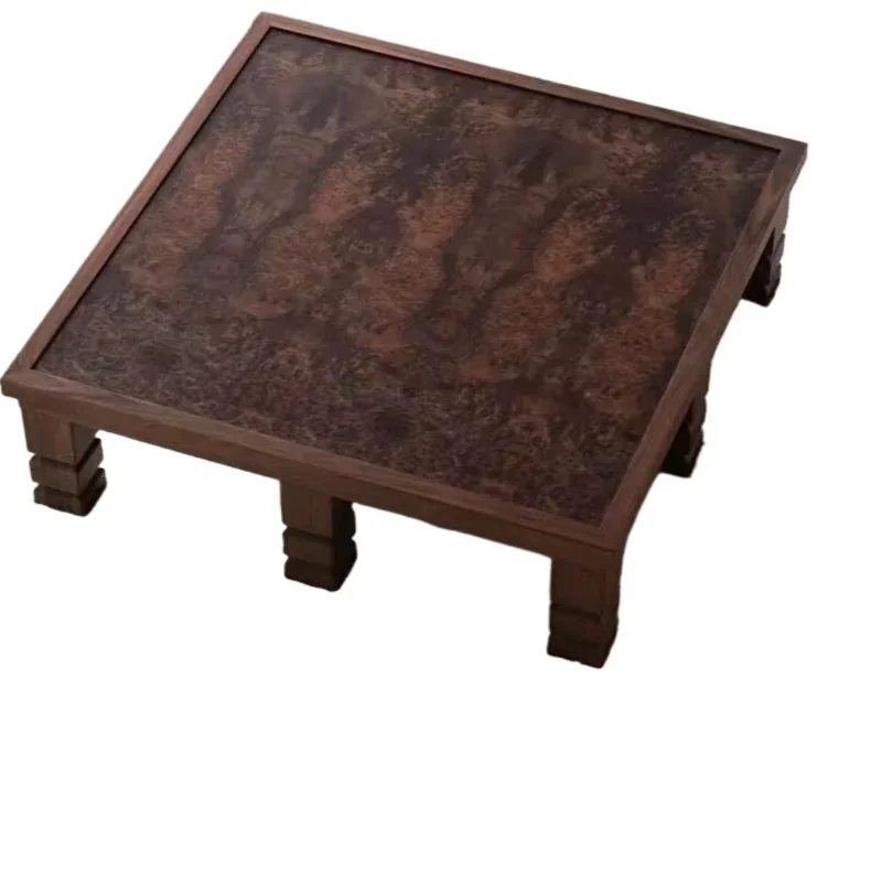 

Italian square ash wood coffee table Chinese antique style living room retro pomegranate bark log designer home coffee table
