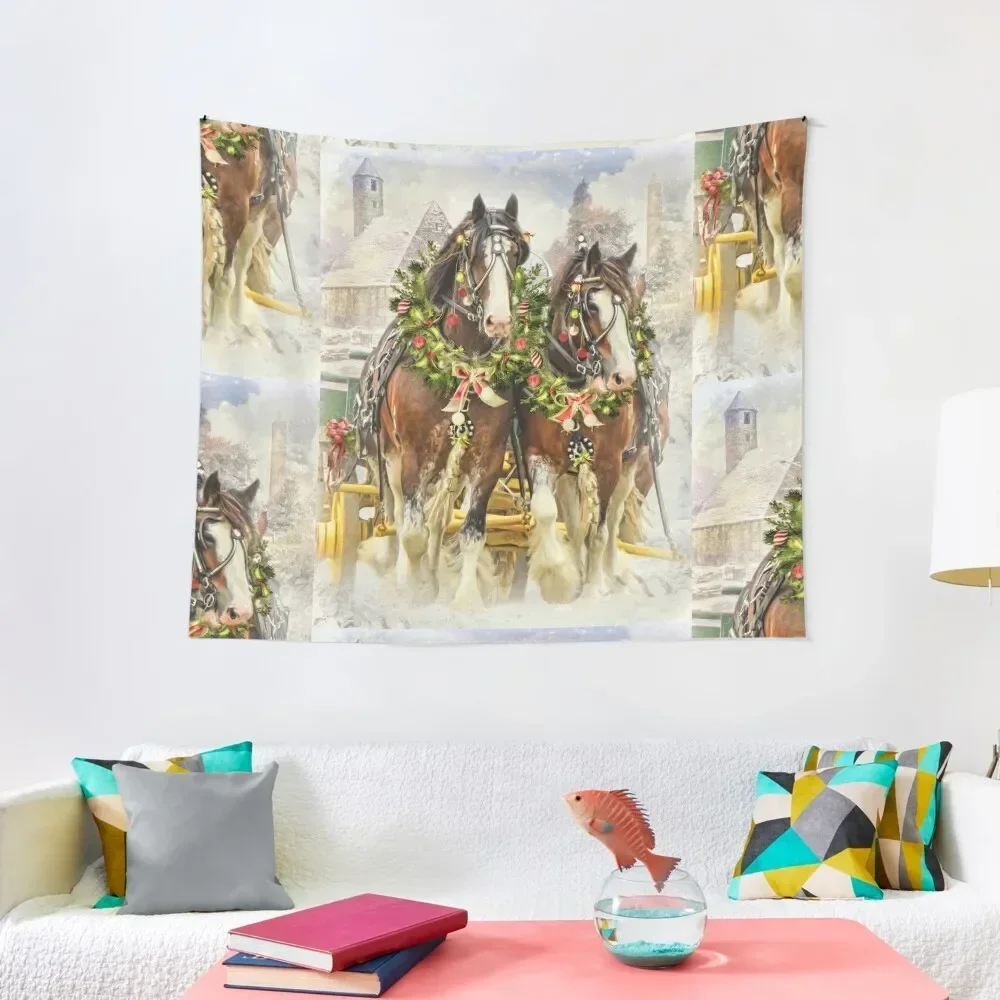 

Christmas Clydesdales Tapestry Aesthetics For Room Cute Room Decor Decoration For Rooms Wall Hanging Wall Tapestry