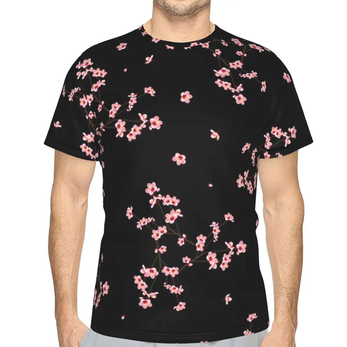 Japanese Sakura Cherry Blossoms 100% Cotton T-Shirt Men'sFunny T Shirts Men O-Neck Short Sleeve