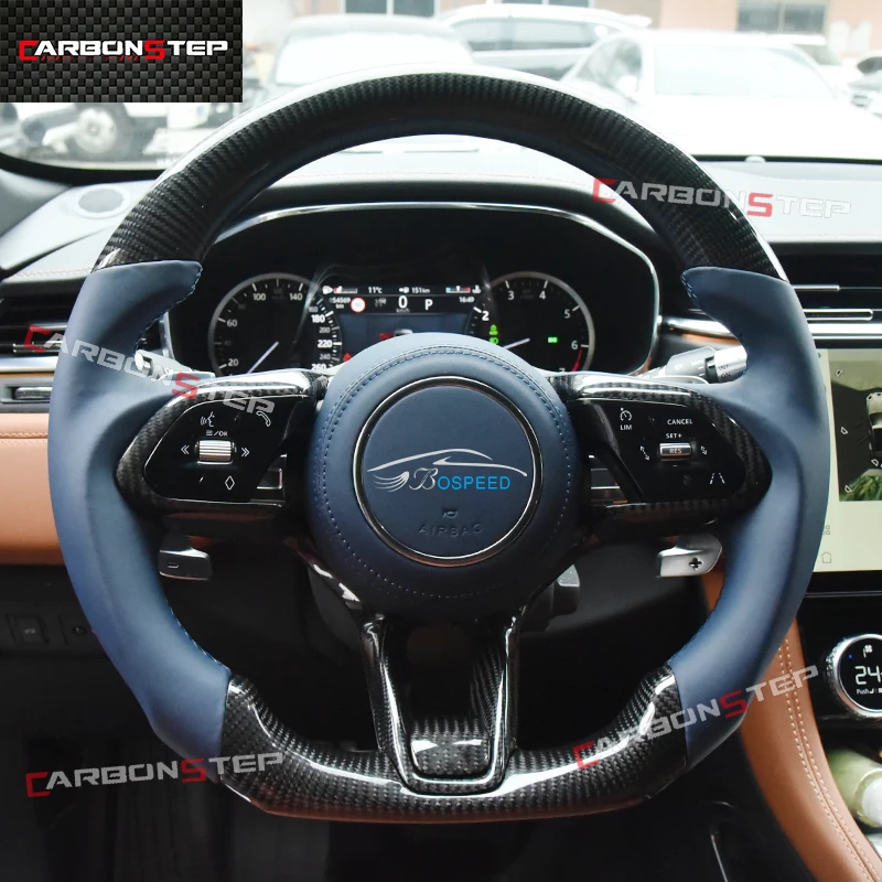 

Customized Leather Carbon Fiber Steering Wheel For Jaguar E-PACE XF F-Type