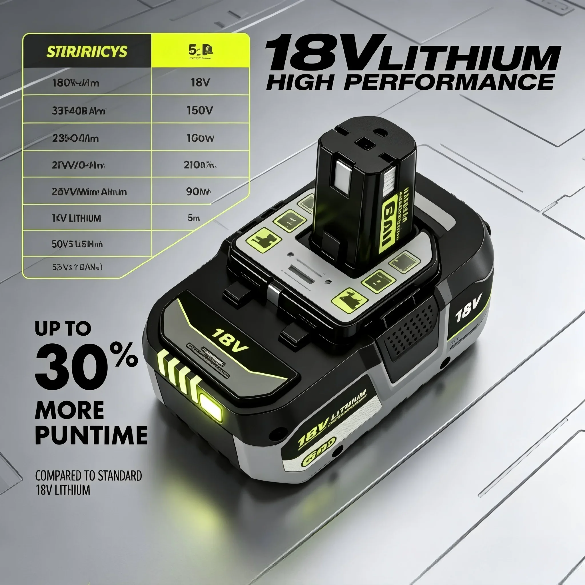 RYOBI ONE+ 18V Long Lasting Lithium Battery 4Ah 6Ah Replace P104 P107 P108 Stable Power for Household Repair Power Tools