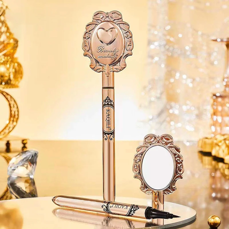 Crayon Eyeliner fin et doux avec miroir, séchage rapide, longue durée, noir, imperméable, maquillage coréen, outil de cosmétiques de beauté