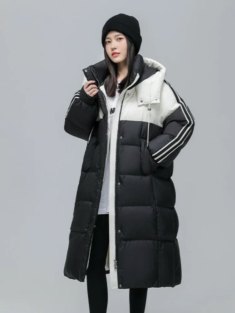 Winter Coat Female 2024 New Puffer Jacket Windproof Thickened Warm Outerwears Color Clash Sporty Trend Snow Women\'s Down Jacket