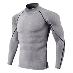 Men Tops Slim Body Fit Shirts Long Sleeves Quick Trainer Underwear