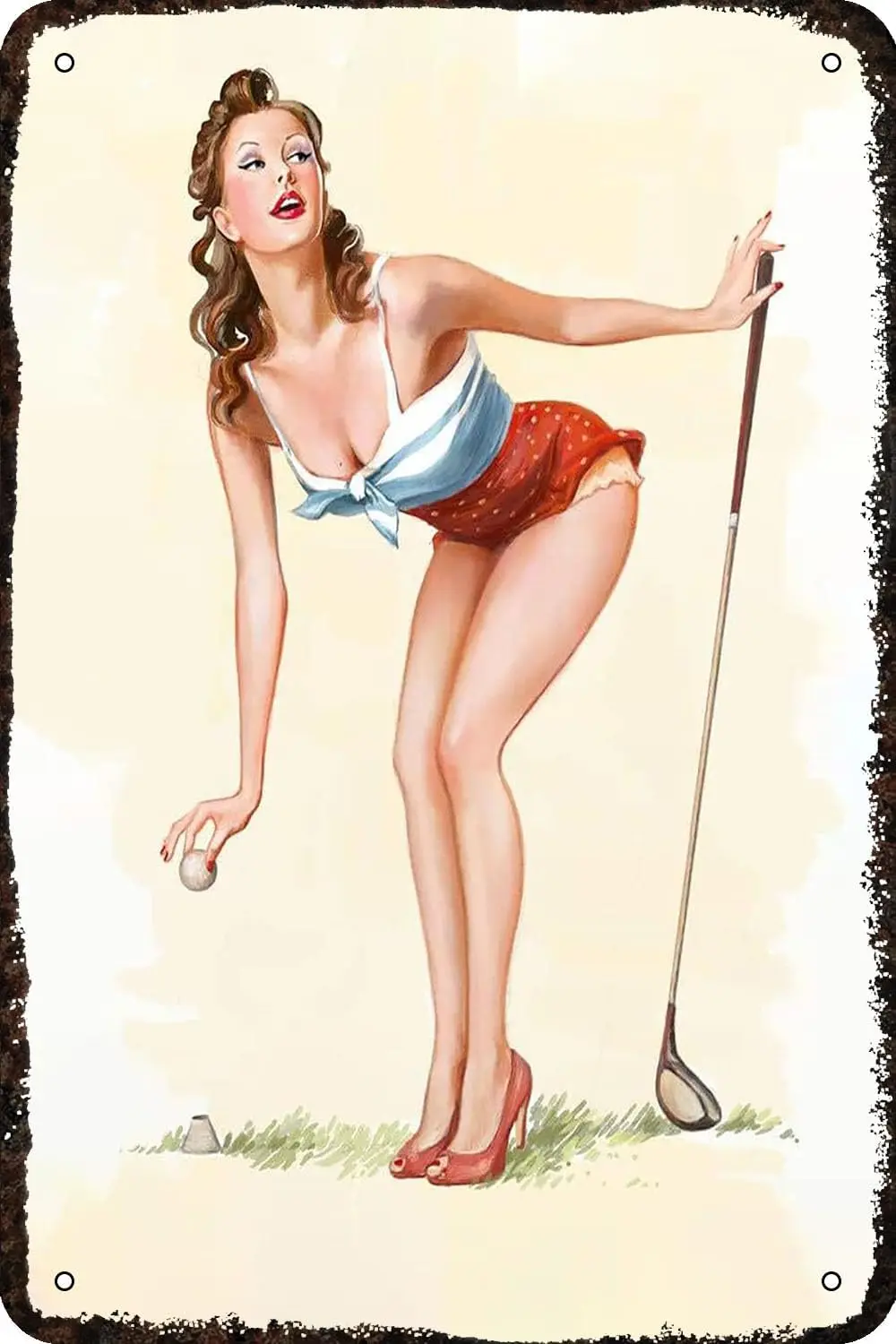 Metal Signs golf Beauty Pin Up Girl Vintage Tin Sign Funny Art Wall Decorations for Home Man Cave Bedroom Bar Bathroom