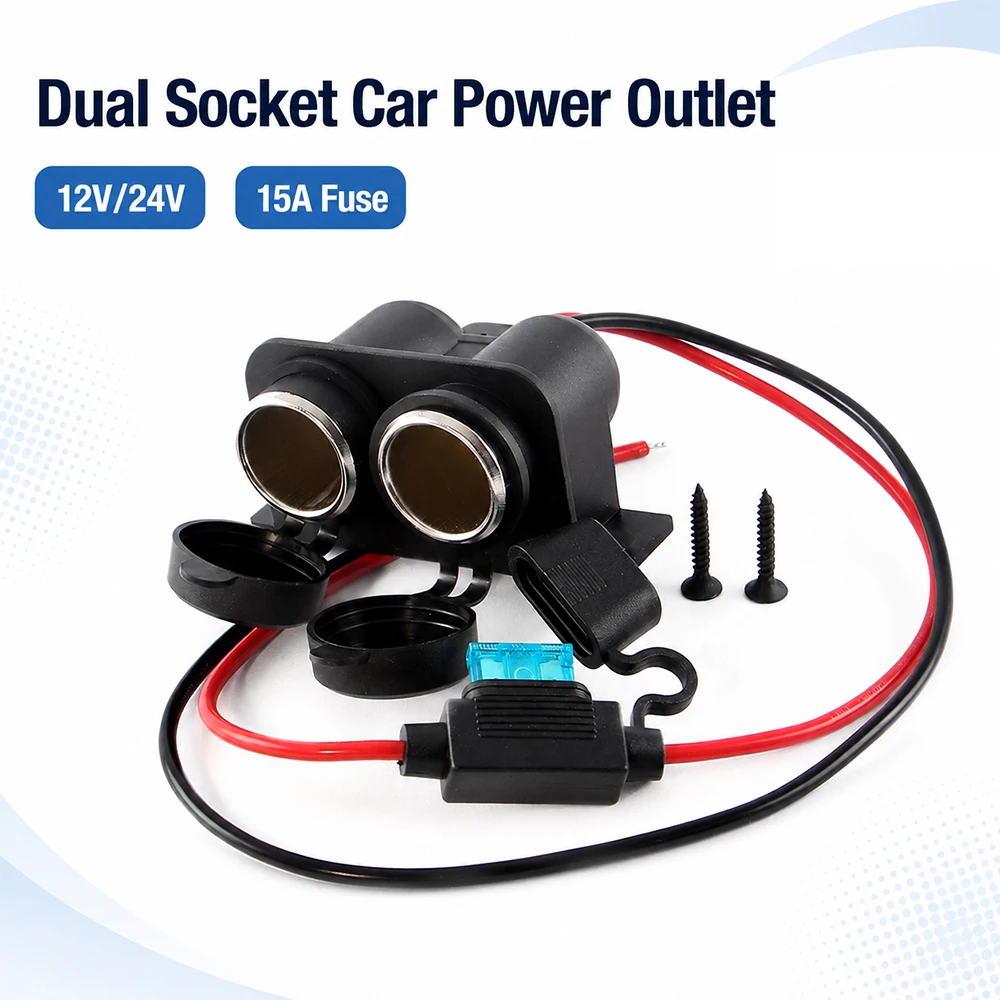 

1/2/4Pack 12V Dual Socket Cigarette Lighter Splitter with 15A Fuse for Car Truck RV Marine Power Outlet Adapter