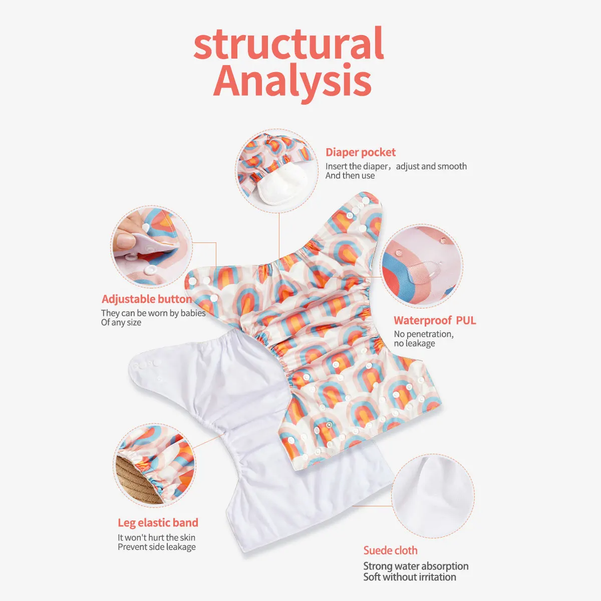 Elinfant 3 pçs à prova dwaterproof água ajustável um tamanho fraldas de pano fralda de pano reutilizável camurça pano bolso fraldas de pano para 3-15kg