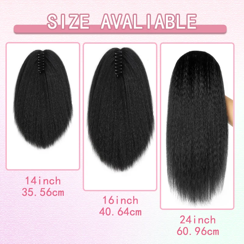 12-дюймовый кудрявый хвостик для наращивания волос, синтетический зажим для когтей, черный хвост яки