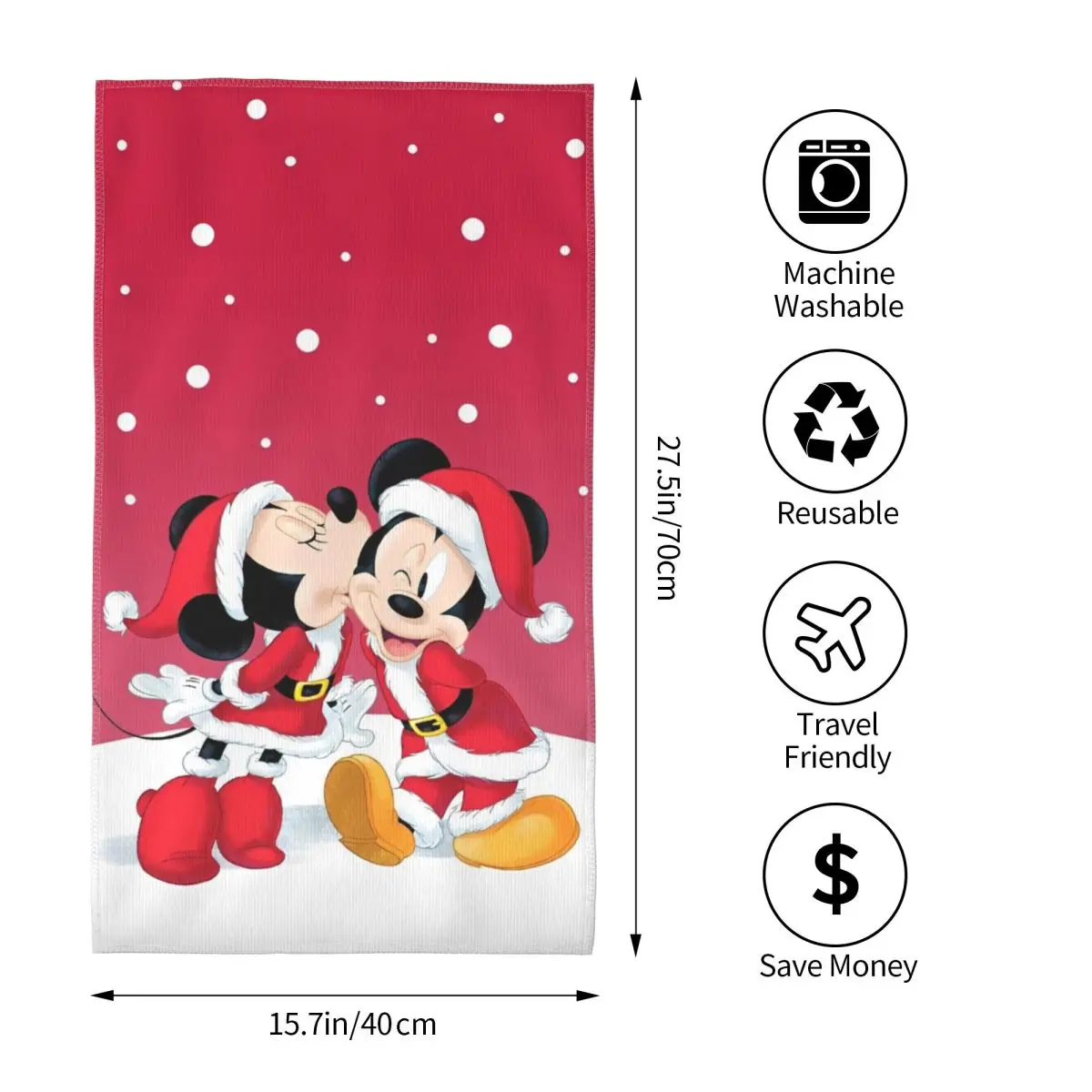 Kawaii Mickey Mouse Christmas Merch Quick Dry Towel 2023 Summer Microfiber Shower Towel Sandproof Quick Dry Surf Towels