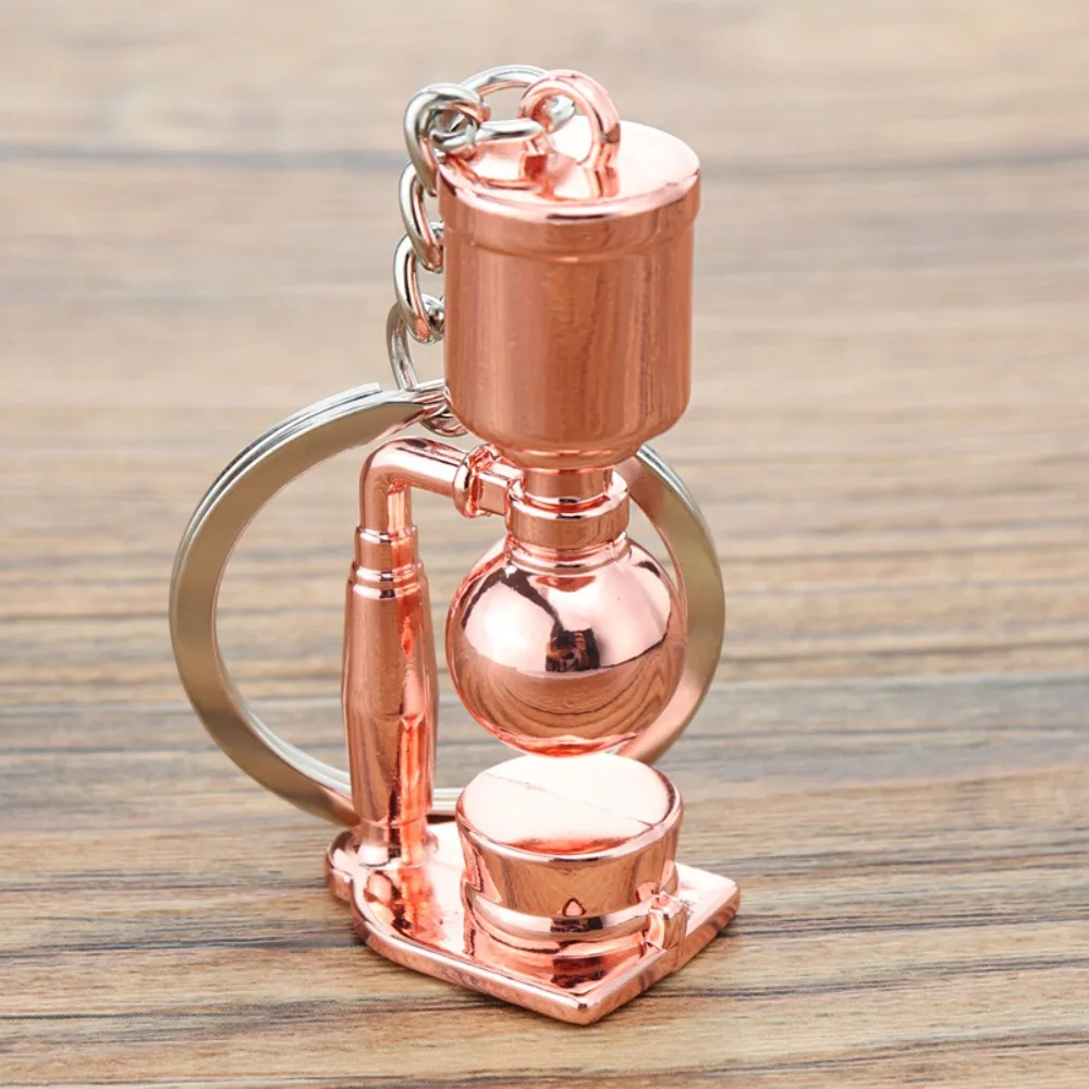 Metal 3D Creative Coffee Keychain Mini Pitcher Coffee Handle Keyring Creative Cute Moka Pitcher Keyring Miniature Pendants