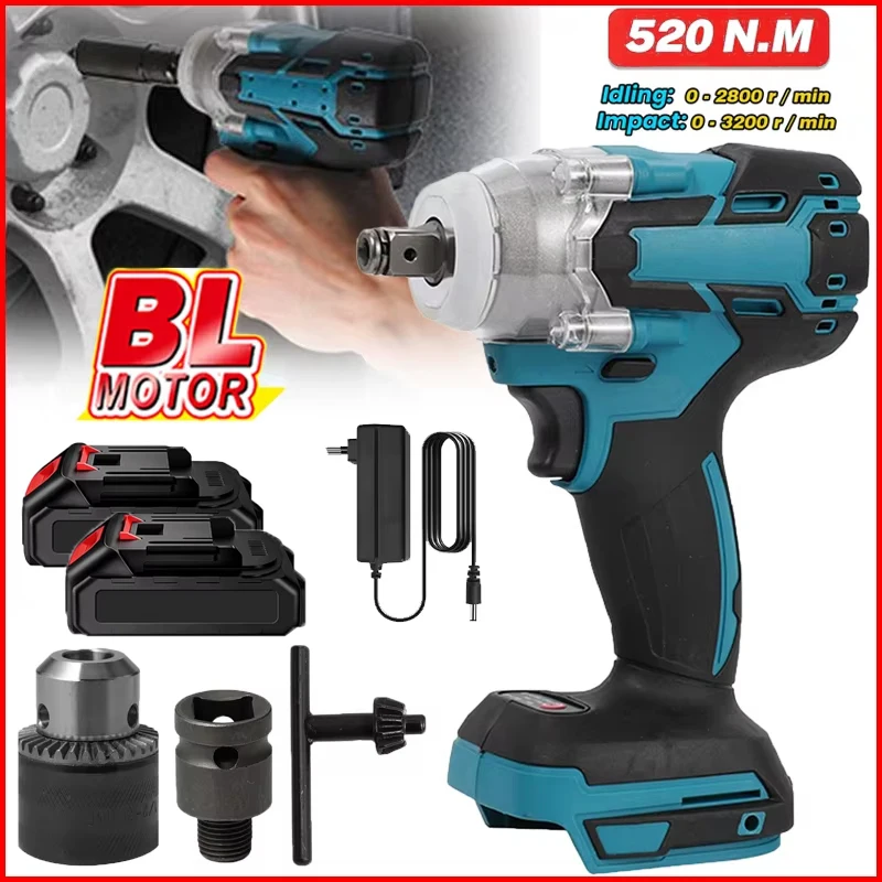 520N.M Bürstenlosen Elektrische Schlüssel Für Makita 18V Batterie Cordless Elektrische Schlagschrauber Hand Bohrer Buchse Power Tool