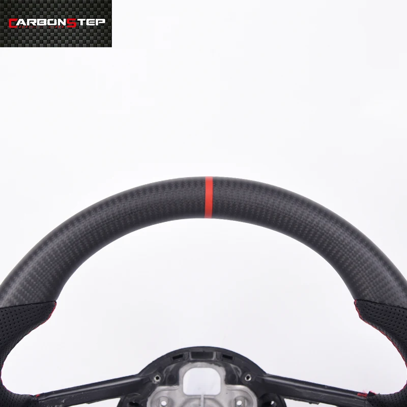Hot Selling Matte Carbon Fiber Perforated Leather Car Steering Wheel With Position Line for Audi