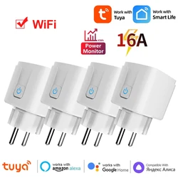 Tuya Smart Socket Wifi Smart Plug EU 16A Power Outlet With Power Monitoring Timer Smart Life APP Works With Alexa Google Home