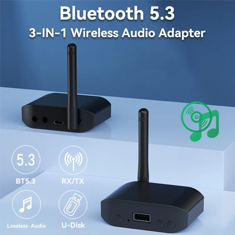 BTLIFE-Bluetooth 5.3 Adaptor Audio 2-In-1 Penerima Pemancar Memutar Musik Stereo Nirkabel AUX 3.5Mm
