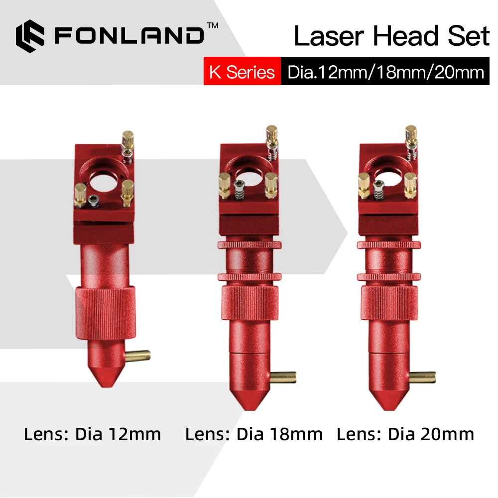 FONLAND K Series – Mini-tête Laser CO2 D12/18/20mm FL50.8mm lentille pour Machine de découpe et gravure Laser 2030 4060 K40