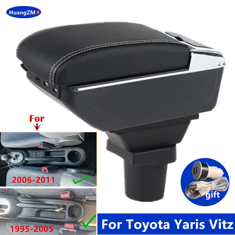 Armlehnenbox für Toyota Yaris Vitz 5dr Schrägheck 2005 2006 2007 2008 2009 2010 1998-2011 Auto Zentrale Aufbewahrungsbox Zubehör