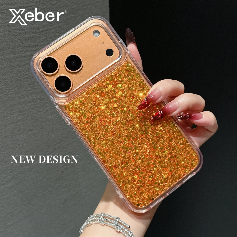 Luxuriöse Bling-Glitzer-Pailletten-klare Handyhülle für iPhone 17, 16, 15, 14, 13, Pro Max Plus, luftstoßfest, transparent, weiche TPU-Abdeckung