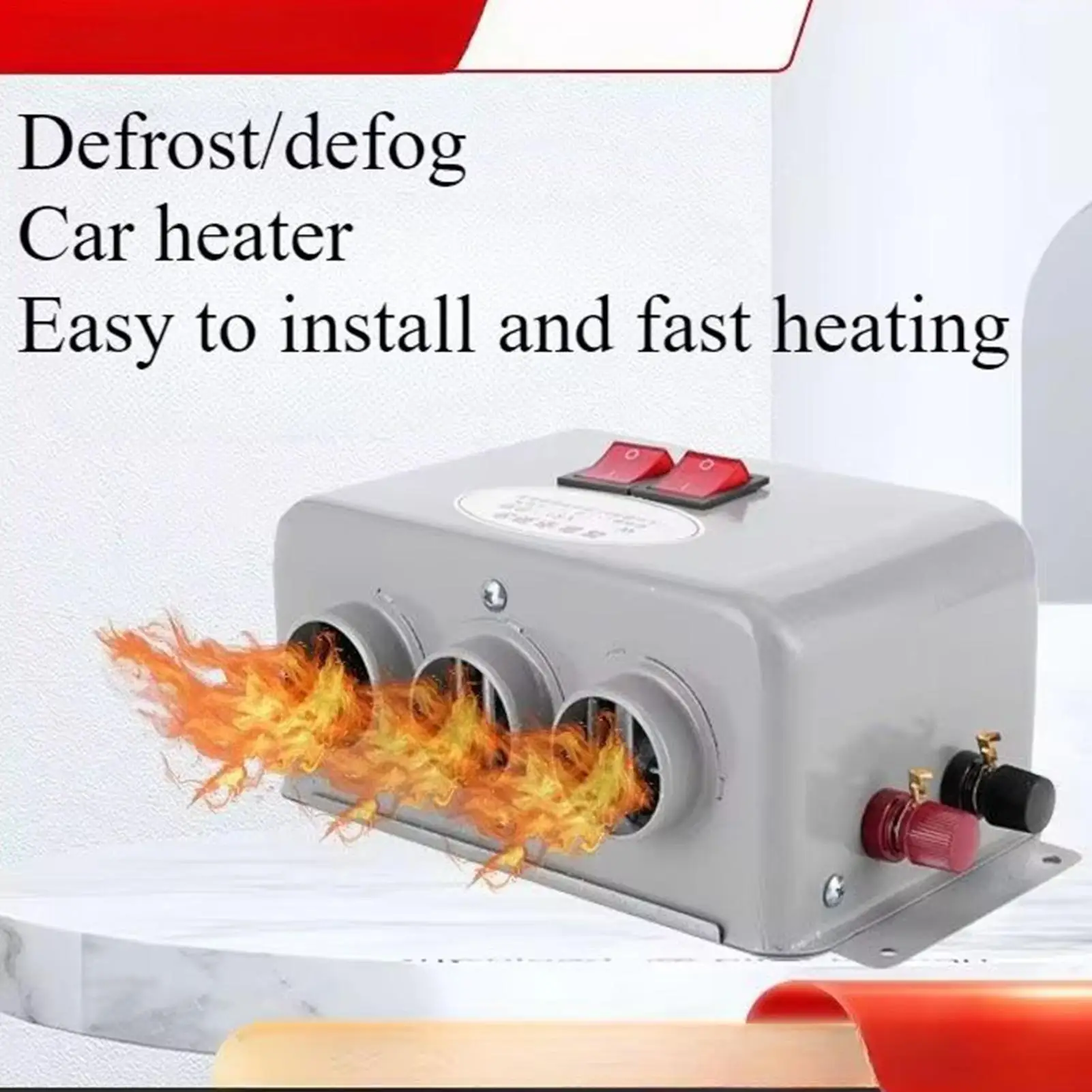 12/24V Portable Car Heater 3 Heat Settings Adjustable Fan Plug Into Cigarette Lighters For Truck RV Tent &Garage Personal Warmth