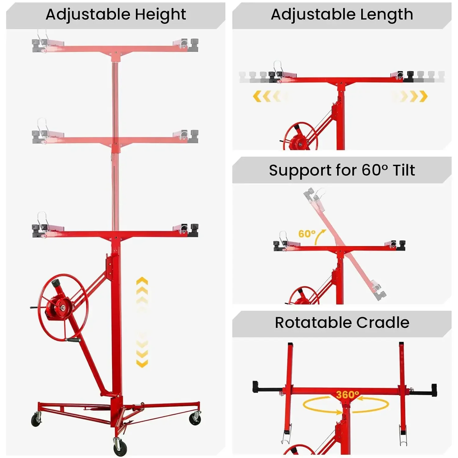 Brand new fast shippingBestsellerDrywall Lift 11ft, Sheetrock Lift Drywall Hoist for Ceiling | 360° Adjustable Drywall Lifter Fo