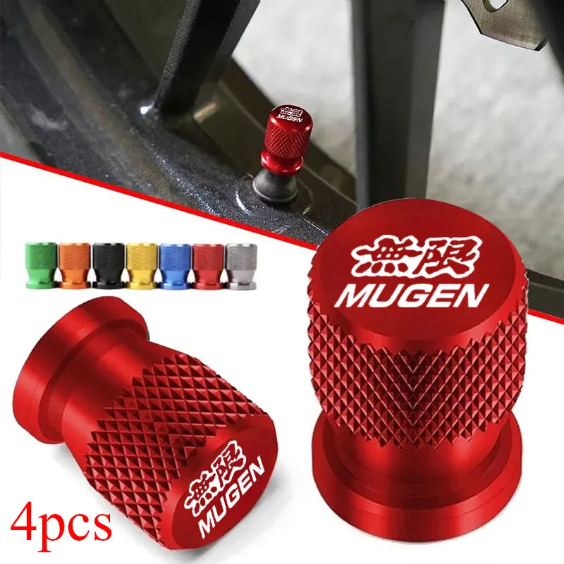 For Honda Mugen CB400 CB650F CBF CBR250RR CRF SH300 NC750 4Pcs Car Wheel Tire Valve Caps Tyre Stem Covers Airdust Waterproof