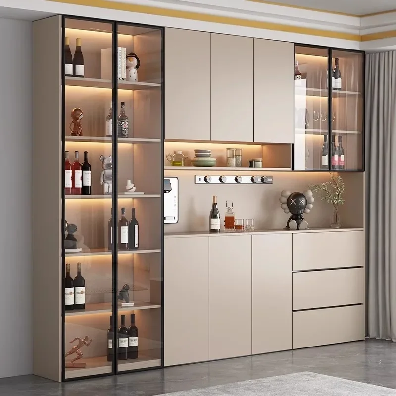 Luxury Industrial Wooden Wine Cabinet Display With Glass Door Wine Cabinet Gabinete Armarios Para Sala De Estar Salon Furniture