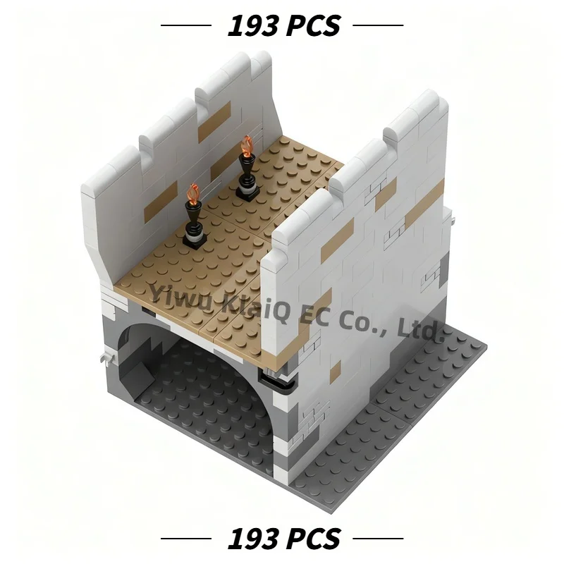 MOC Medieval Castle Wall Extension Module Building Blocks Set 193Pcs, Fortress Rampart Section Bricks Adults