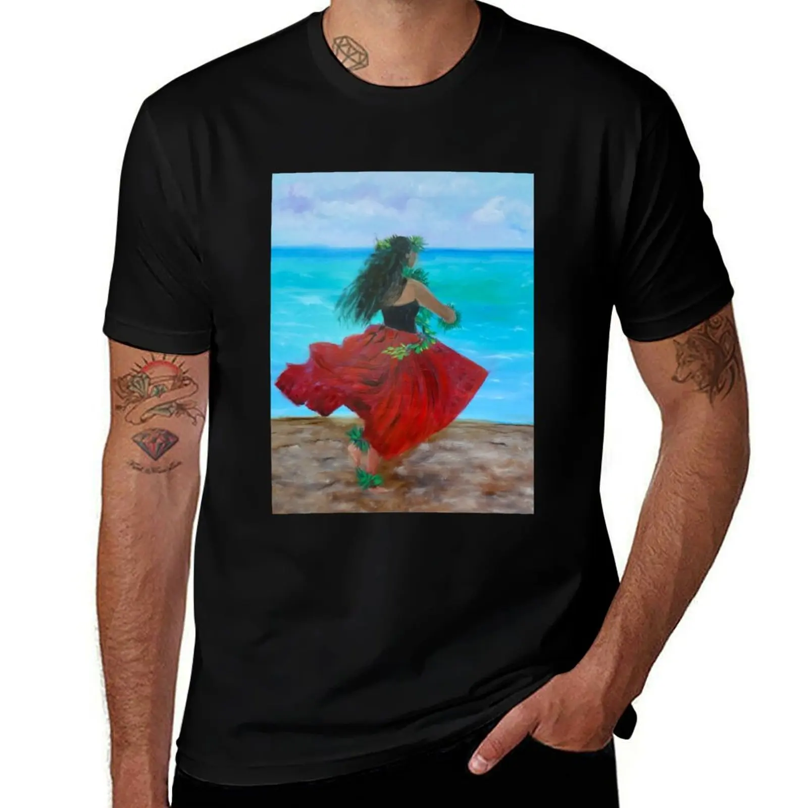 Lovely Hula Dancer T-Shirt Large Size Short Sleeve T-Shirt