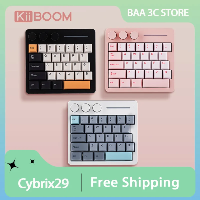 

KiiBOOM Cybrix 29 29 Keys+3 Knobs Rapid Fast Wired 8K Hall Effect Magnetic Gaming Keyboard CNC Aluminum & Acrylic Mini Keyboard