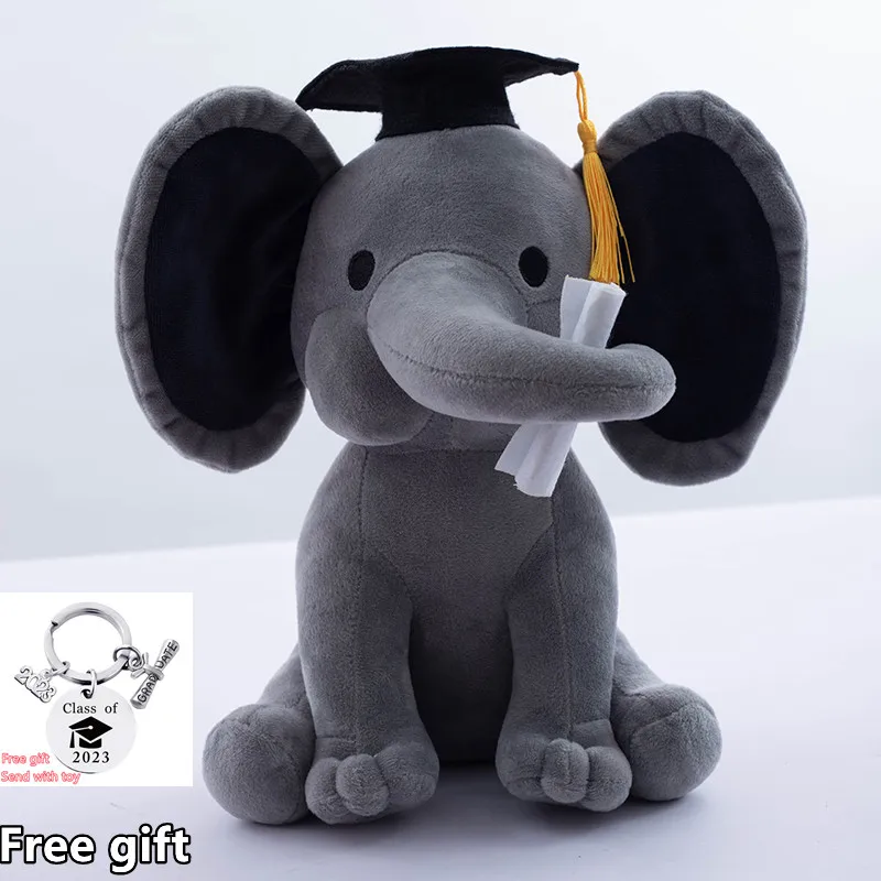 2023 Graduated Elephant Toy Stuffed Plushie Animal Doll For Kids White Elephant Toys Cartoon For Girls Cute Toys For Wedding