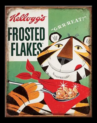 Kellogg's Tony Tiger-letrero de Metal para decoración de pared de cocina, cartel Retro Para cereales de desayuno