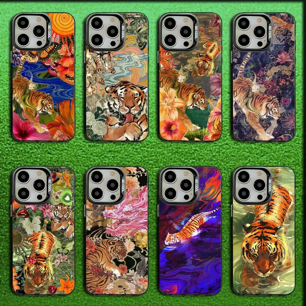 

Tiger Phone Case For iPhone 16,15,14,13,12,11,Mini,Pro,E,SE4,MAX Candy Matte Shockproof Black Cover