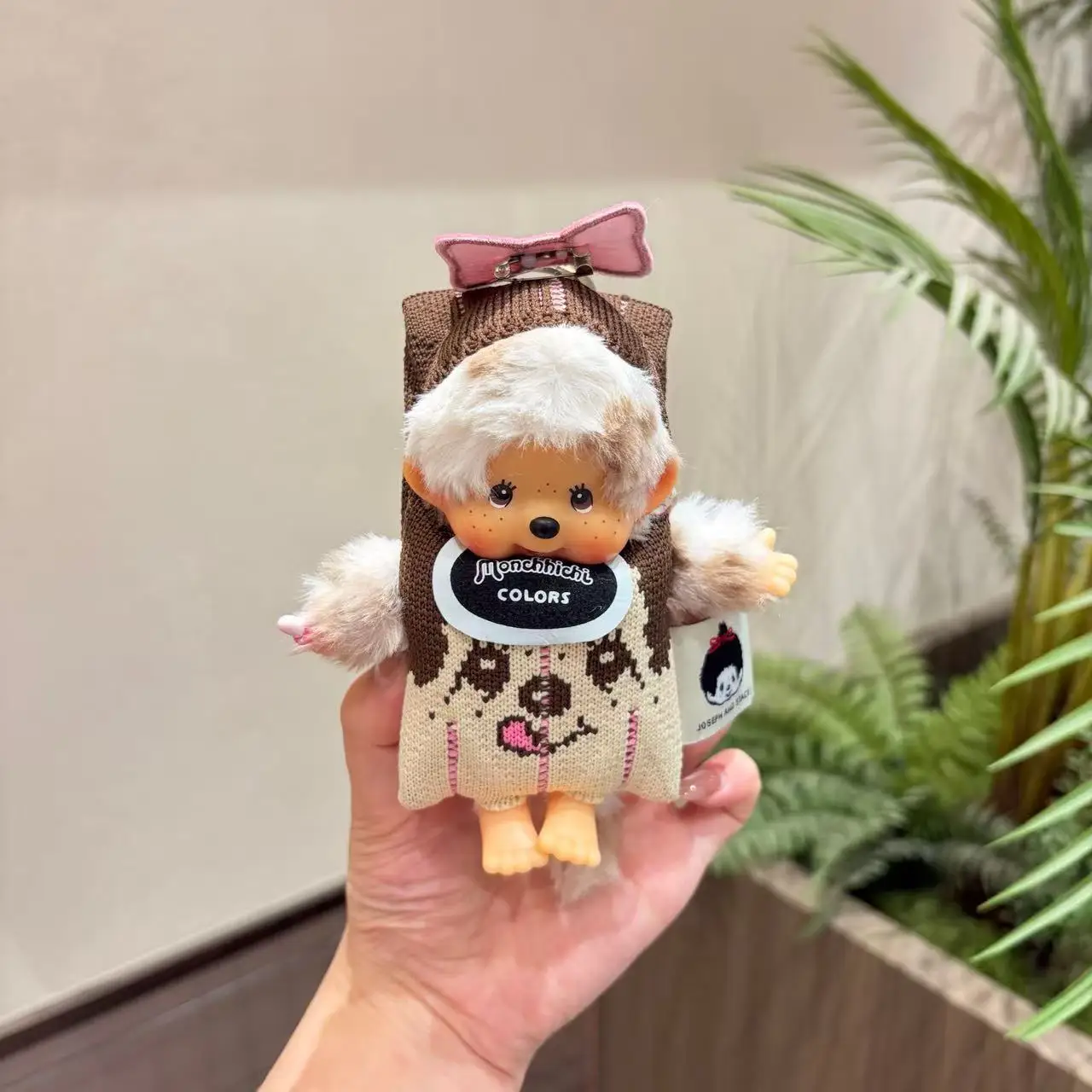 Cute Meng Qiqi pendant, knitted bag, cross dressing bow, plush doll, keychain, pendant, accessory, gift