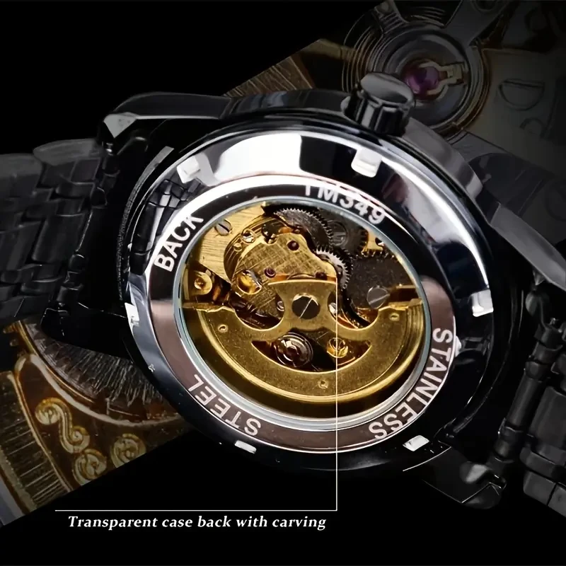 Light Luxury Men's Luxury Automatic Mechanical Watch - Business Casual Fashion, Stainless Steel Strap, Roman Numerals, Elegant Gift for Him, Casual Luxury Men's Watch | Elegant Watch | Luxurious Watch image 2