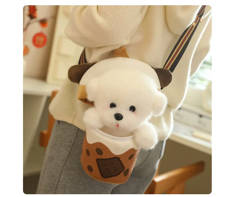 Cute Chihuahua Figurine Milk Tea Cup Shoulder Bag Birthday Gift for Boys Valentine's Day Unique Creative Pet Themed Item